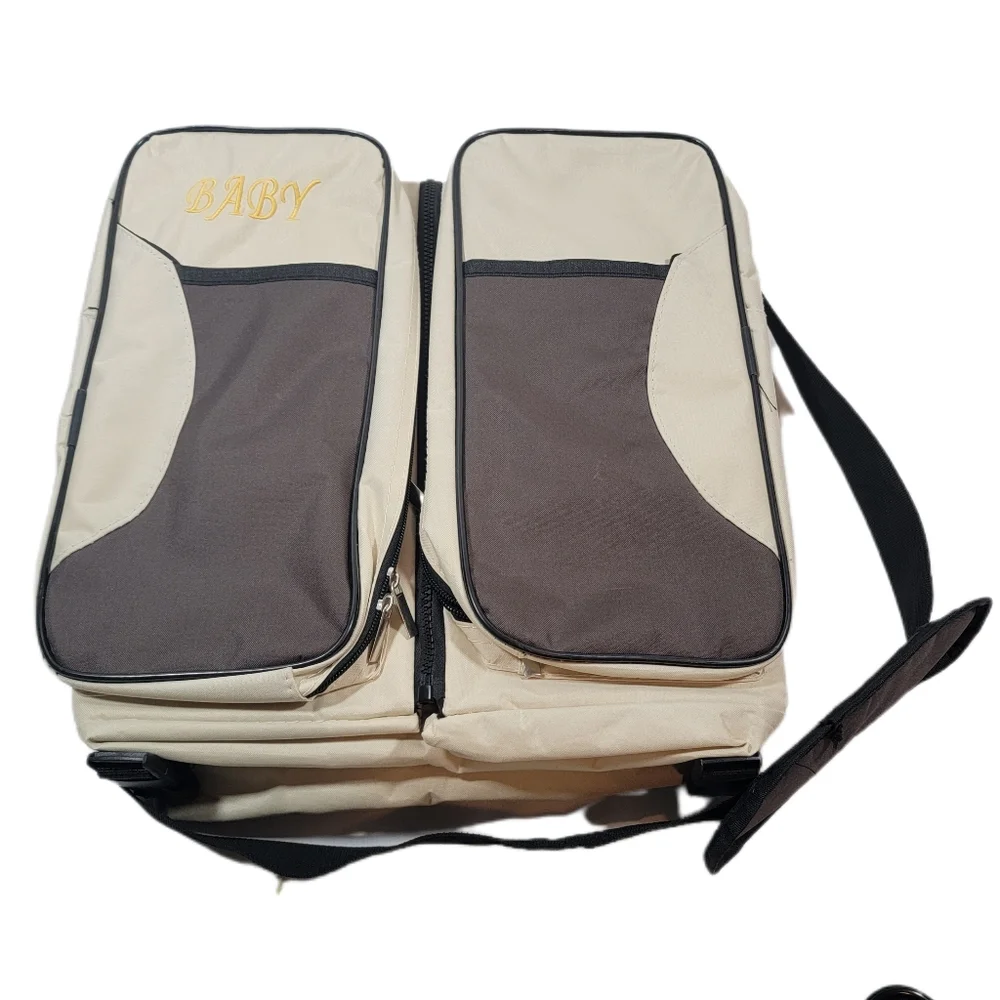 Luxtrada 3 in 1 Diaper Bag Multi-function Baby Diaper Changing Station Tan Brown